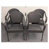 G - Dark Grey Wicker Patio Chairs - Set of 4