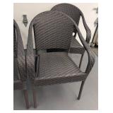 G - Dark Grey Wicker Patio Chairs - Set of 4