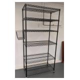 G - Rolling Metal Storage Shelf - 5-Tier Wire Rack, 35 x 18 in, 74 in High, on Casters