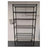 G - Rolling Metal Storage Shelf - 5-Tier Wire Rack, 35 x 18 in, 74 in High, on Casters