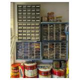 LLS - Assorted Nuts, Bolts & Fasteners in Multi-Drawer Hardware Cabinet