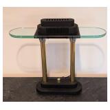 LB - Desk Lamp With Glass Shelf - Brass Posts, Black Base