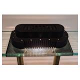 LB - Desk Lamp With Glass Shelf - Brass Posts, Black Base