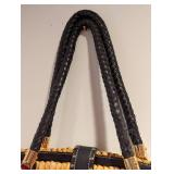 LB - Michael Kors Straw Tote with Black Leather Straps & Gold Hardware