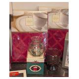 LLR - Water Globe Santa with Beaded Snowmen, Lenox & Mikasa Christmas Decor & Serving Dish