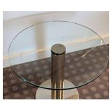LLR - Glass Top Chrome Side Table - (Chip on Rim)