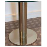 LLR - Glass Top Chrome Side Table - (Chip on Rim)