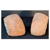 LLR - Agate Geode Bookends - Red & Orange Banding with Crystal Interiors (Pair)