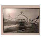 LB - Framed Golden Gate Bridge Print - Black & White Wall Art