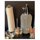 LB - Vintage Barware Lot: Moet Petite Liqueur Pitcher, Mumm Stopper, 3 Pkg Oggi Wood Picks