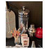 LB - Vintage Barware Lot: Moet Petite Liqueur Pitcher, Mumm Stopper, 3 Pkg Oggi Wood Picks