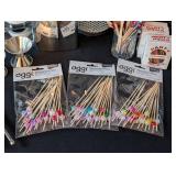 LB - Vintage Barware Lot: Moet Petite Liqueur Pitcher, Mumm Stopper, 3 Pkg Oggi Wood Picks