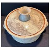 K - Signed Stoneware Pottery Bowl with Lid