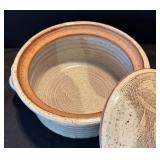 K - Signed Stoneware Pottery Bowl with Lid
