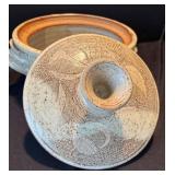 K - Signed Stoneware Pottery Bowl with Lid
