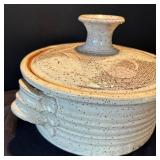 K - Signed Stoneware Pottery Bowl with Lid