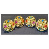 K - Four Napkin Rings - Bedazzled Gold-Tone