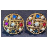 K - Four Napkin Rings - Bedazzled Gold-Tone