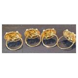 K - Four Napkin Rings - Bedazzled Gold-Tone