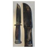 K - Vintage Knife with Leather-Wrapped Handle & Leather Sheath
