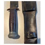 K - Vintage Knife with Leather-Wrapped Handle & Leather Sheath