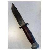 K - Vintage Knife with Leather-Wrapped Handle & Leather Sheath