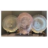 LR - Glass Platters - Scallop Shell Pattern & Lavender Leaf Center Plate