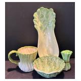 K - Leaf Pattern Green Ceramic Serving Set