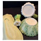 K - Leaf Pattern Green Ceramic Serving Set