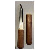 K - Vintage Knife Trio - 3 Knives with Leather & Wood Sheaths