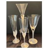 K - Four Fine Frosted Champagne Flutes