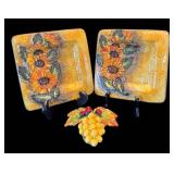 P - Orvieto Hand-Painted Sunflower Plates & Grapevine Decor
