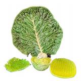 P - Leaf-Lettuce Pattern Ceramic Serving Platters & Bunny-Lidded Lettuce Bowl