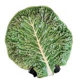 P - Leaf-Lettuce Pattern Ceramic Serving Platters & Bunny-Lidded Lettuce Bowl