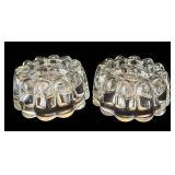 P - Crystal and Clear Glass Candle Holders Set - Candlesticks, Rosette-Edge & Round Tealight Holders