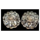 P - Crystal and Clear Glass Candle Holders Set - Candlesticks, Rosette-Edge & Round Tealight Holders