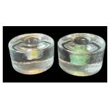 P - Crystal and Clear Glass Candle Holders Set - Candlesticks, Rosette-Edge & Round Tealight Holders