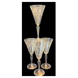 P - Vintage Etched Stemware Glasses - Set of 4