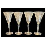 P - Vintage Etched Stemware Glasses - Set of 4