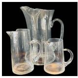 P - Trio of Clear Glass Pitchers