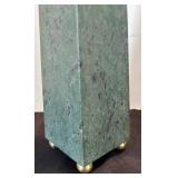 P - Two Marble Obelisks - Speckled Green & Gray