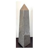 P - Two Marble Obelisks - Speckled Green & Gray