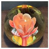 K - Pink Floral Glass Paperweight
