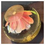 K - Pink Floral Glass Paperweight