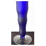 P - Zodax Frosted Cobalt Blue Glass Vase