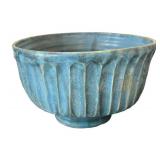 P - Blue Glazed Pottery Bowl & Tray by Millner and More