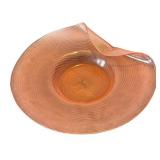P - Vintage Pink Folded Glass Platter