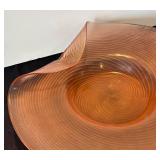 P - Vintage Pink Folded Glass Platter