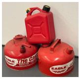 G - Trio of Red Gasoline Containers by Eagle and More