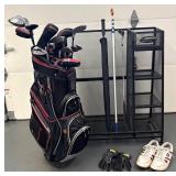 G - Golf Bag with Adams Golf & TaylorMade Clubs in Suncast Organizer with FootJoy Shoes